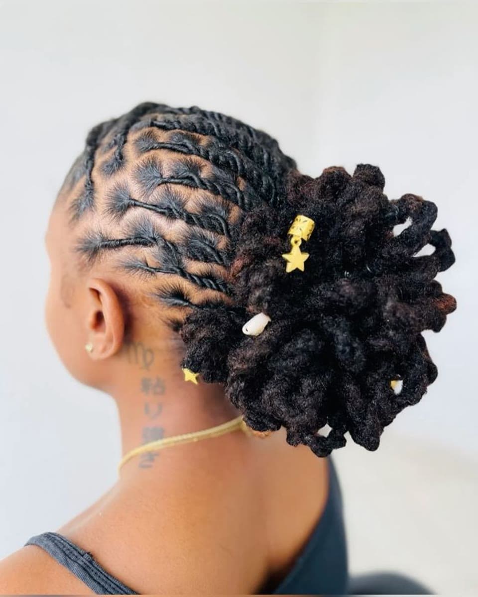 Locs with Gold Charms at Qasr Alshar Salon Dubai